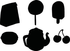 Teekannen und Tassen, Kaffeetassen, Vektorgrafik Silhouette. Vektor