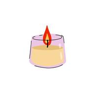Duftkerzen im Glas. romantische Flamme und Feuer in dekorativem Glas. gekritzelkarikatur lokalisiert auf weißem hintergrund vektor