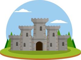 slott med torn och väggar. försvar konstruktion. medeltida europeisk arkitektur. Hem av riddare och kung. skydd och säkerhet. platt ikon för app och spel vektor