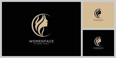 kvinnor ansikte skönhet logotyp vektordesign vektor