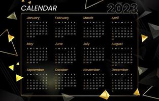 eleganta modern guld abstrakt kalender 2023 mall vektor