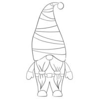 tecknad serie jul gnome för färg böcker. linjär design för barns färg böcker. vektor