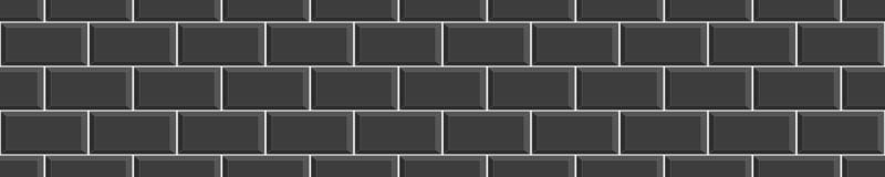nahtloses muster der schwarzen u-bahnfliese. U-Bahn-Stein Mauer Hintergrund. küchenrückwand oder badezimmerkeramikwandstruktur vektor