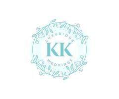 k k initialen brief hochzeit monogramm logos vorlage, handgezeichnete moderne minimalistische und florale vorlagen für einladungskarten, datum speichern, elegante identität. vektor