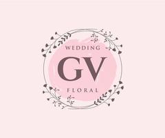 gv Initialen Brief Hochzeit Monogramm Logos Vorlage, handgezeichnete moderne minimalistische und florale Vorlagen für Einladungskarten, Datum speichern, elegante Identität. vektor