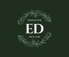 ed initials brief hochzeitsmonogramm logos sammlung, handgezeichnete moderne minimalistische und florale vorlagen für einladungskarten, save the date, elegante identität für restaurant, boutique, café im vektor