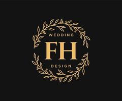 fh initialen brief hochzeitsmonogramm logos sammlung, handgezeichnete moderne minimalistische und florale vorlagen für einladungskarten, save the date, elegante identität für restaurant, boutique, café im vektor