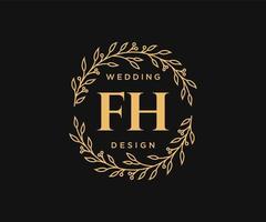fh initialer brev bröllop monogram logotyper samling, hand dragen modern minimalistisk och blommig mallar för inbjudan kort, spara de datum, elegant identitet för restaurang, boutique, Kafé i vektor
