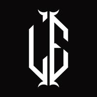 le-Logo-Monogramm mit Hornform-Designvorlage vektor