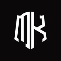 mk-Logo-Monogramm mit Band-Design-Vorlage in Schildform vektor