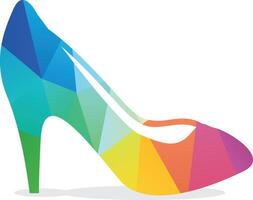 låg poly kvinnas färgrik sko isolerat. polygonal sko vektor, mode stil, abstrakt geometri skor illustration vektor
