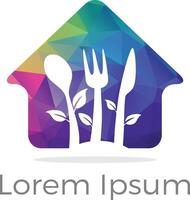 Low-Poly-Restaurant-Logo - Lebensmittelindustrie, Logo-Vektor zum Mitnehmen, polygonales Backen zu Hause. bunter Vektor, vektor