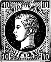 servia 10 paras Stempel, 1869, Vintage Illustration vektor