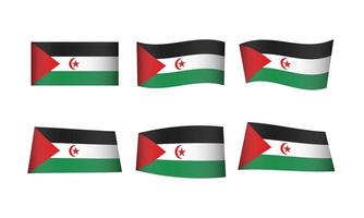 Västra sahara nationell flagga vinka ikon vektor uppsättning