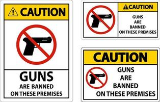 varning förbud tecken vapen, Nej guns tecken på vit bakgrund vektor
