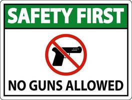 Kein Schild mit Waffenregeln, Sicherheit geht vor, keine Waffen erlaubt vektor