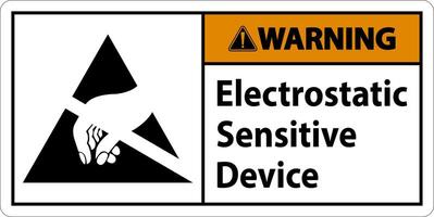 varning elektrostatisk känslig enhet tecken på vit bakgrund vektor