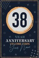 38 år årsdag inbjudan kort. firande mall modern design element mörk blå bakgrund - vektor illustration
