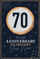 Einladungskarte zum 70-jährigen Jubiläum. Feier-Vorlage moderne Design-Elemente dunkelblauen Hintergrund - Vektor-Illustration