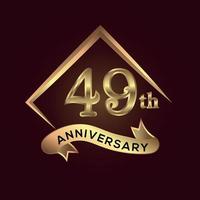 49 år årsdag firande. årsdag logotyp med fyrkant och elegans gyllene Färg isolerat på röd bakgrund, vektor design för firande, inbjudan kort, och hälsning kort