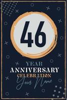 46 år årsdag inbjudan kort. firande mall modern design element mörk blå bakgrund - vektor illustration