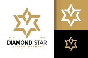 Buchstabe m Daimond Star Logo Design Vektor Illustrationsvorlage