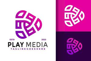 abstrakte Play-Media-Logo-Design-Vektor-Illustrationsvorlage vektor