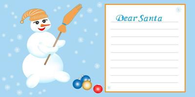 lieber weihnachtsmann brief an den weihnachtsmann schneemann frohe weihnachten vektor