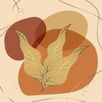 guld och brun abstrakt bakgrund med löv och former. minimalistisk design. elegant och enkel konst vektor
