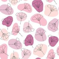 Blume in abstrakten rosafarbenen Formen. minimales botanisches nahtloses muster. einfaches sich wiederholendes Muster. Pastellfarben. Vektorgrafiken vektor