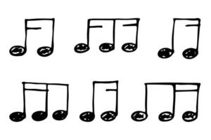 Musiknoten-Doodle-Set. hand gezeichnetes musikalisches symbol. elemente für druck, web, design, dekor, logo vektor