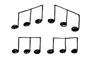 musik notera klotter uppsättning. hand dragen musikalisk symbol. element för skriva ut, webb, design, dekor, logotyp vektor