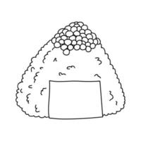 hand dragen onigiri ClipArt. japansk snabb mat tillverkad av ris. ris boll i inte jag heller tång vektor