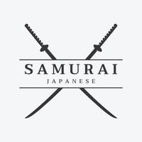 japanische Vintage-Katana-Samurai-Schwert-Logo-Vorlage, japanische Erbe-Schwert-Vektorillustration. vektor