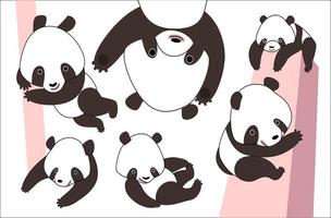 Cartoon Panda Bär Set vektor
