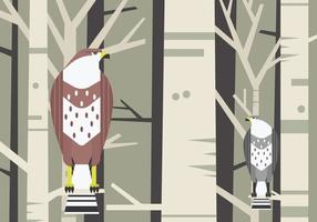 Buzzard Bird Sitting vid en gren vektor illustration