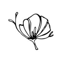 Vektor minimalistische handgezeichnete Blumen. Illustration der floralen Einladung und Dekoration im Vintage-Stil