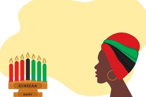 Afrikanerin mit traditionellem Kopfschmuck und Kerzenständer mit 7 Kerzen in Nationalfarben vektor
