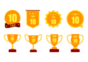 Set med TOP 10 Vector Badges