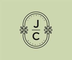 jc initialen brief hochzeitsmonogramm logos vorlage, handgezeichnete moderne minimalistische und florale vorlagen für einladungskarten, datum speichern, elegante identität. vektor