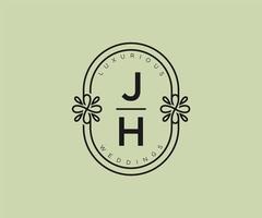 J H initialer brev bröllop monogram logotyper mall, hand dragen modern minimalistisk och blommig mallar för inbjudan kort, spara de datum, elegant identitet. vektor