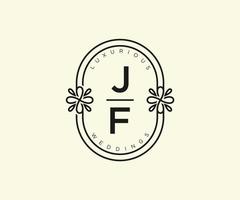jf Initialen Brief Hochzeit Monogramm Logos Vorlage, handgezeichnete moderne minimalistische und florale Vorlagen für Einladungskarten, Datum speichern, elegante Identität. vektor