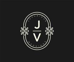 jv Initialen Brief Hochzeit Monogramm Logos Vorlage, handgezeichnete moderne minimalistische und florale Vorlagen für Einladungskarten, Datum speichern, elegante Identität. vektor