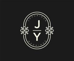 jy initialer brev bröllop monogram logotyper mall, hand dragen modern minimalistisk och blommig mallar för inbjudan kort, spara de datum, elegant identitet. vektor