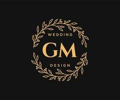 gm initialen brief hochzeitsmonogramm logos sammlung, handgezeichnete moderne minimalistische und florale vorlagen für einladungskarten, save the date, elegante identität für restaurant, boutique, café im vektor