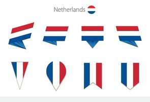 Sammlung niederländischer Nationalflaggen, acht Versionen niederländischer Vektorflaggen. vektor