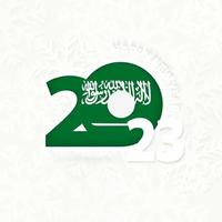 neujahr 2023 für saudi-arabien auf schneeflockenhintergrund. vektor