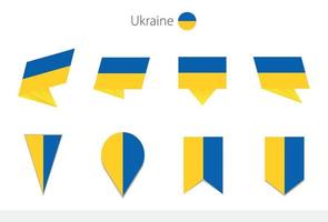 Sammlung ukrainischer Nationalflaggen, acht Versionen ukrainischer Vektorflaggen. vektor