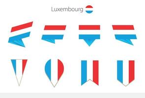 Sammlung luxemburgischer Nationalflaggen, acht Versionen von luxemburgischen Vektorflaggen. vektor