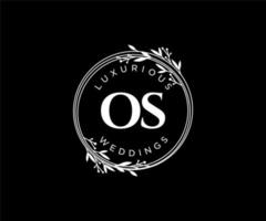 os initialer brev bröllop monogram logotyper mall, hand dragen modern minimalistisk och blommig mallar för inbjudan kort, spara de datum, elegant identitet. vektor